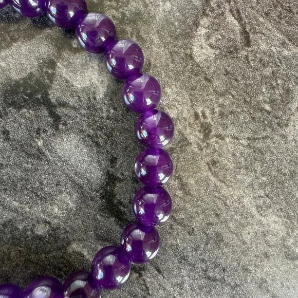 Amethyst Energy Bracelet 6.75 inch Natural Stone Beaded Stretch 8mm Beads - Picture 7 of 10